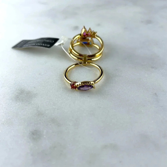 Banana Republic Cubic Zirconia Rings, Set of 3 (pink, blue, purple stones), NWT - Picture 6 of 6